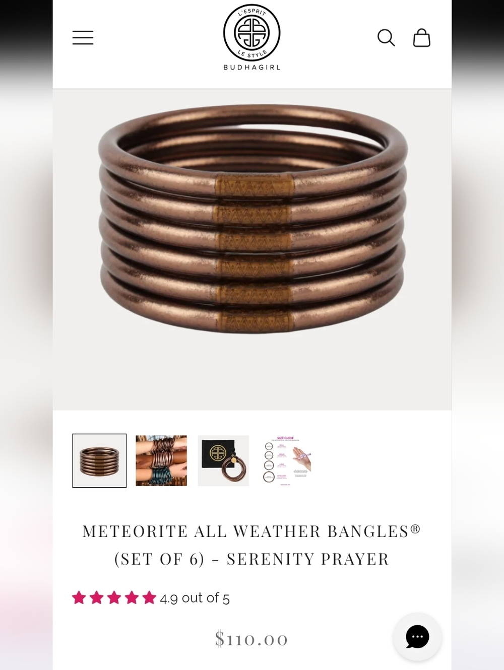 Budhagirl Meteorite All Weather Bangles® (Set of 6) - Serenity Prayer